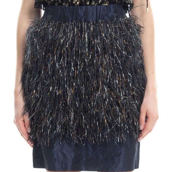 NWT $500+ PAUW FEATHER-LIKE Skirt Size 1 or 28 US SILK BLEND PARTY FORMAL LUXURY - Picture 1 of 8